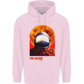 Fire Hazard Too Hot to Handle Astronaut Space Mens 80% Cotton Hoodie Light Pink