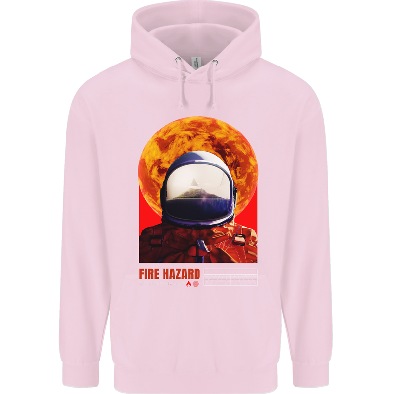 Fire Hazard Too Hot to Handle Astronaut Space Mens 80% Cotton Hoodie Light Pink
