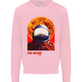 Fire Hazard Too Hot to Handle Astronaut Space Mens Sweatshirt Jumper Light Pink