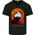 Fire Hazard Too Hot to Handle Astronaut Space Mens V-Neck Cotton T-Shirt Black