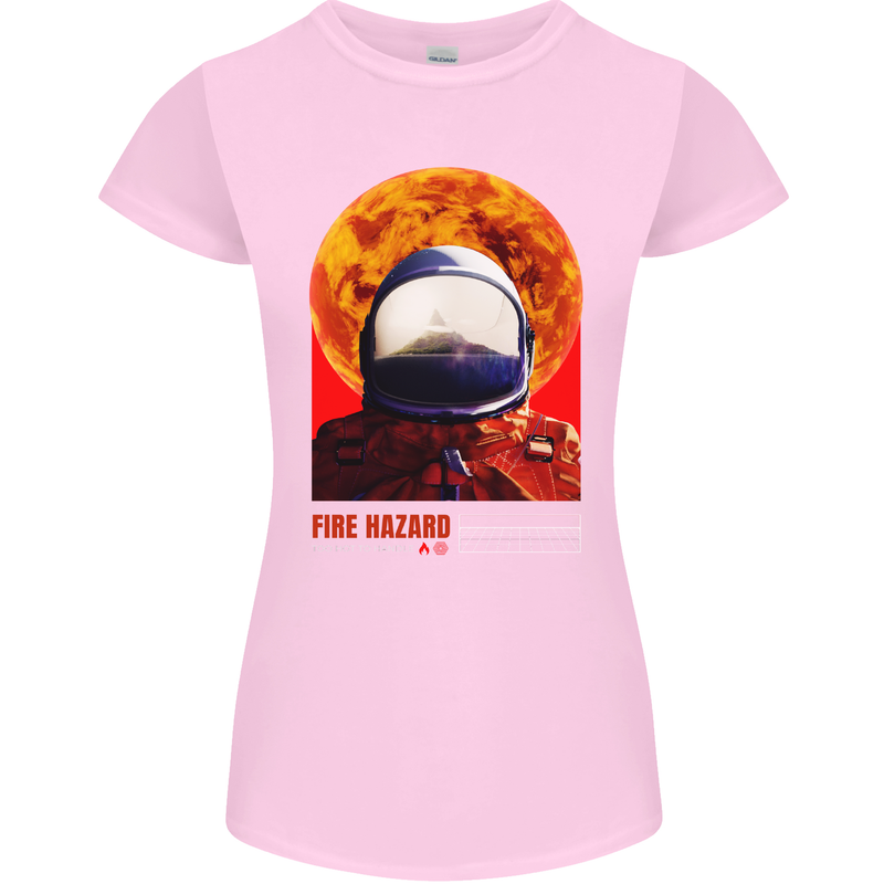Fire Hazard Too Hot to Handle Astronaut Space Womens Petite Cut T-Shirt Light Pink