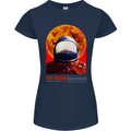 Fire Hazard Too Hot to Handle Astronaut Space Womens Petite Cut T-Shirt Navy Blue