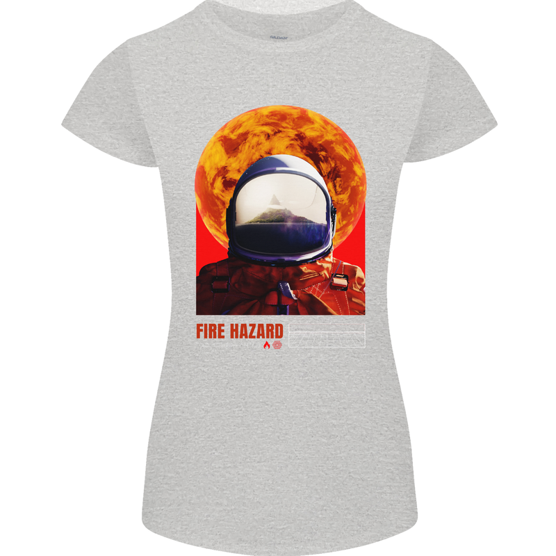 Fire Hazard Too Hot to Handle Astronaut Space Womens Petite Cut T-Shirt Sports Grey