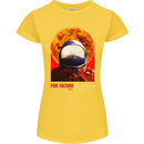 Fire Hazard Too Hot to Handle Astronaut Space Womens Petite Cut T-Shirt Yellow