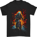 Fire Skull Rider Cafe Racer Motorcycle Biker Mens T-Shirt 100% Cotton Black