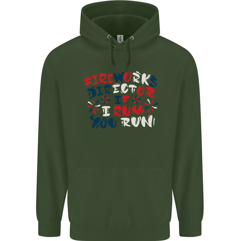 Fireworks Director Funny Bonfire Night July 4th Mens 80% Cotton Hoodie Forest Green