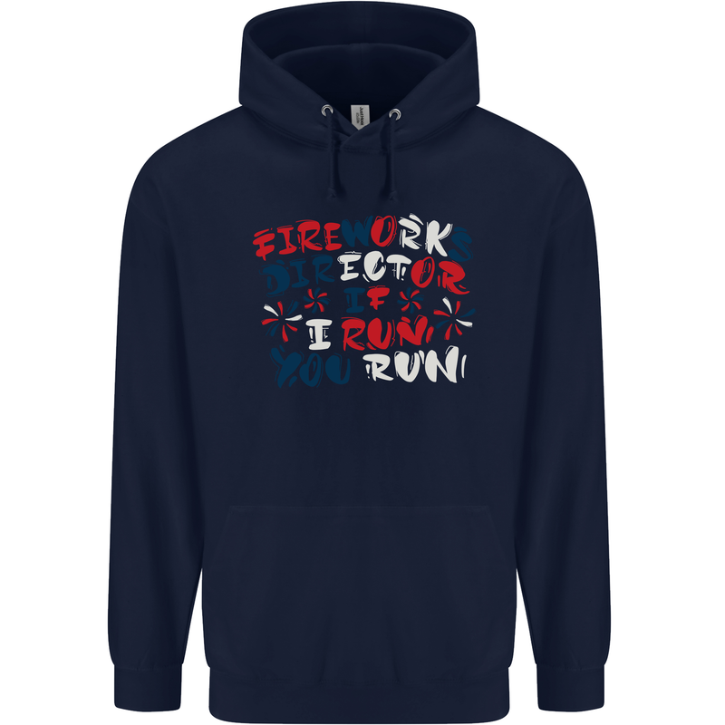Fireworks Director Funny Bonfire Night July 4th Mens 80% Cotton Hoodie Navy Blue