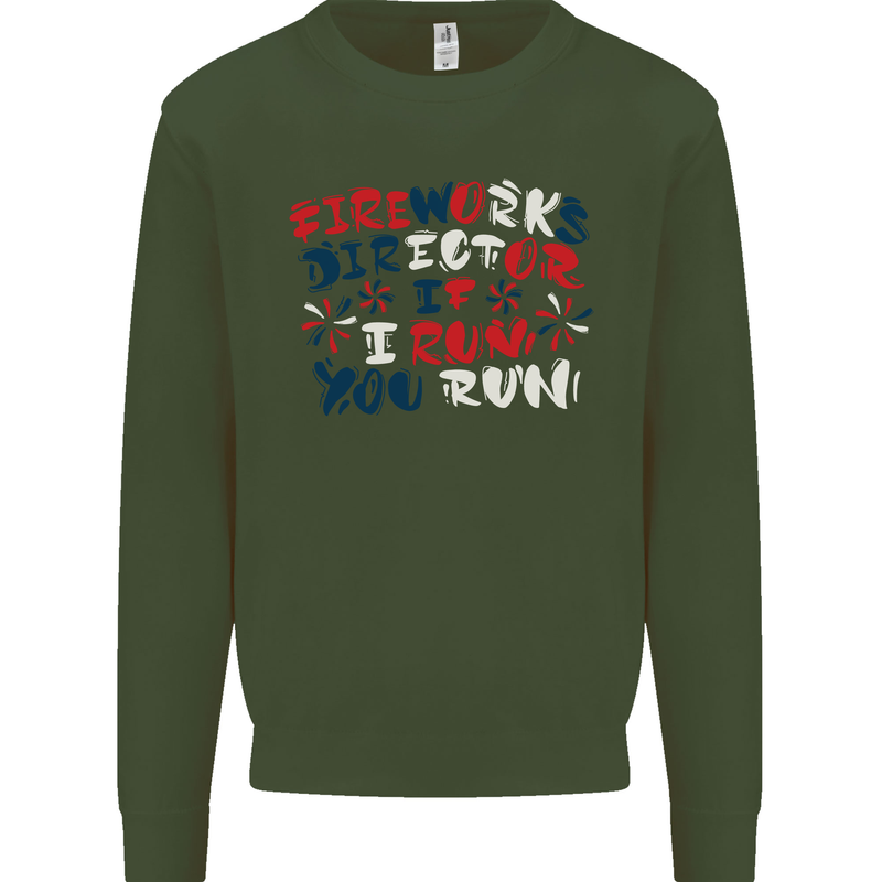 Fireworks Director Funny Bonfire Night July 4th Mens Sweatshirt Jumper Forest Green