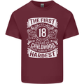 First 18 Years of Childhood Funny 18th Birthday Mens Cotton T-Shirt Tee Top Maroon