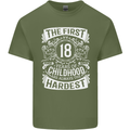 First 18 Years of Childhood Funny 18th Birthday Mens Cotton T-Shirt Tee Top Military Green