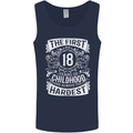 First 18 Years of Childhood Funny 18th Birthday Mens Vest Tank Top Navy Blue