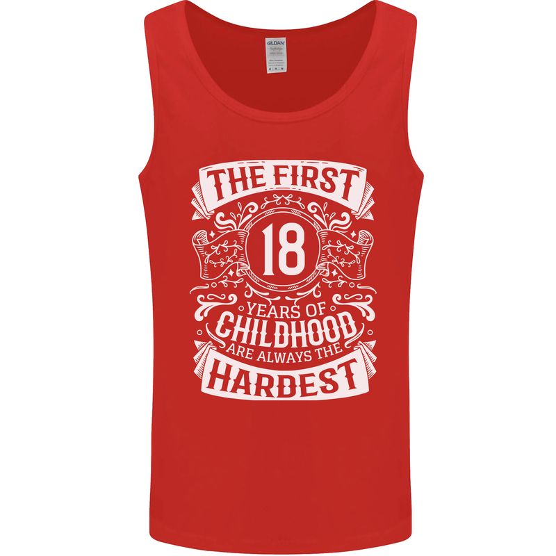 First 18 Years of Childhood Funny 18th Birthday Mens Vest Tank Top Red