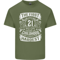 First 21 Years of Childhood Funny 21st Birthday Mens Cotton T-Shirt Tee Top Military Green