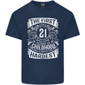 First 21 Years of Childhood Funny 21st Birthday Mens Cotton T-Shirt Tee Top Navy Blue