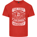 First 21 Years of Childhood Funny 21st Birthday Mens Cotton T-Shirt Tee Top Red
