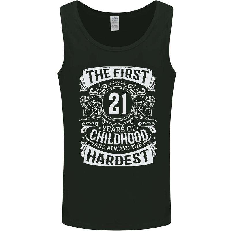 First 21 Years of Childhood Funny 21st Birthday Mens Vest Tank Top Black