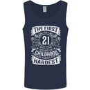 First 21 Years of Childhood Funny 21st Birthday Mens Vest Tank Top Navy Blue