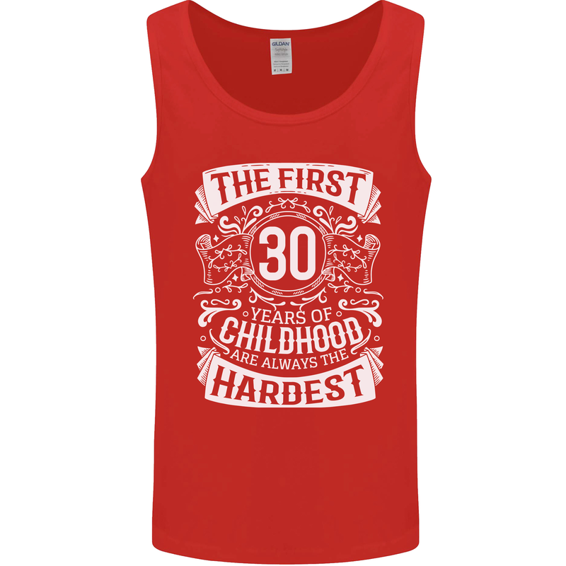 First 30 Years of Childhood Funny 30th Birthday Mens Vest Tank Top Red