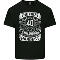 First 40 Years of Childhood Funny 40th Birthday Mens Cotton T-Shirt Tee Top Black