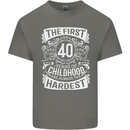 First 40 Years of Childhood Funny 40th Birthday Mens Cotton T-Shirt Tee Top Charcoal