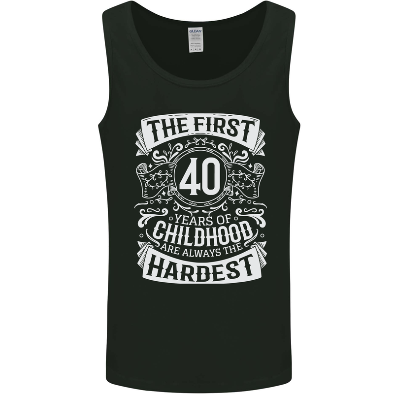 First 40 Years of Childhood Funny 40th Birthday Mens Vest Tank Top Black