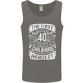 First 40 Years of Childhood Funny 40th Birthday Mens Vest Tank Top Charcoal