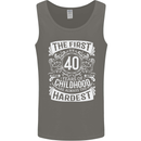 First 40 Years of Childhood Funny 40th Birthday Mens Vest Tank Top Charcoal