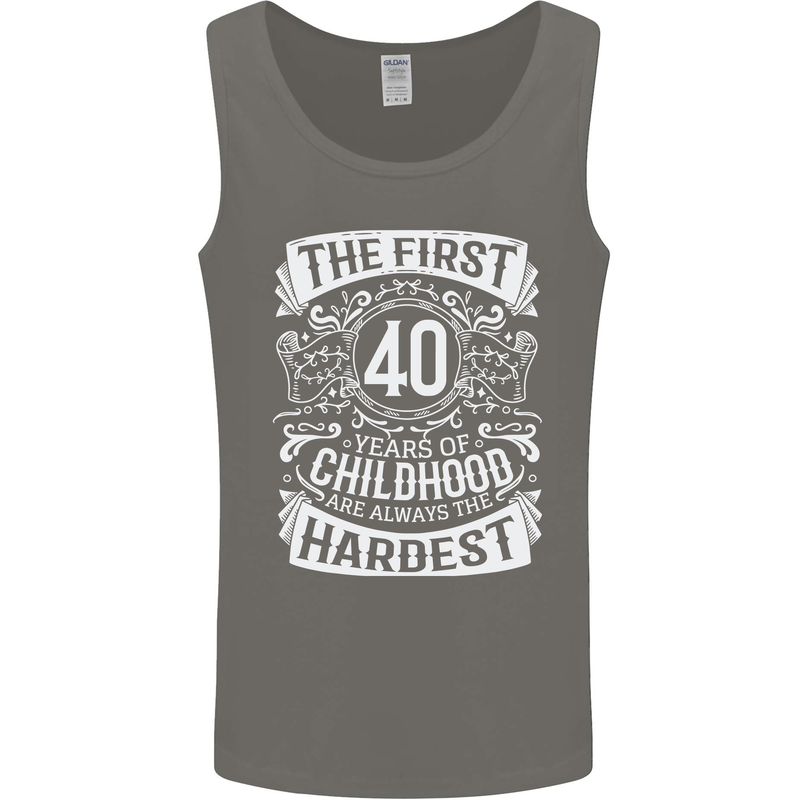 First 40 Years of Childhood Funny 40th Birthday Mens Vest Tank Top Charcoal