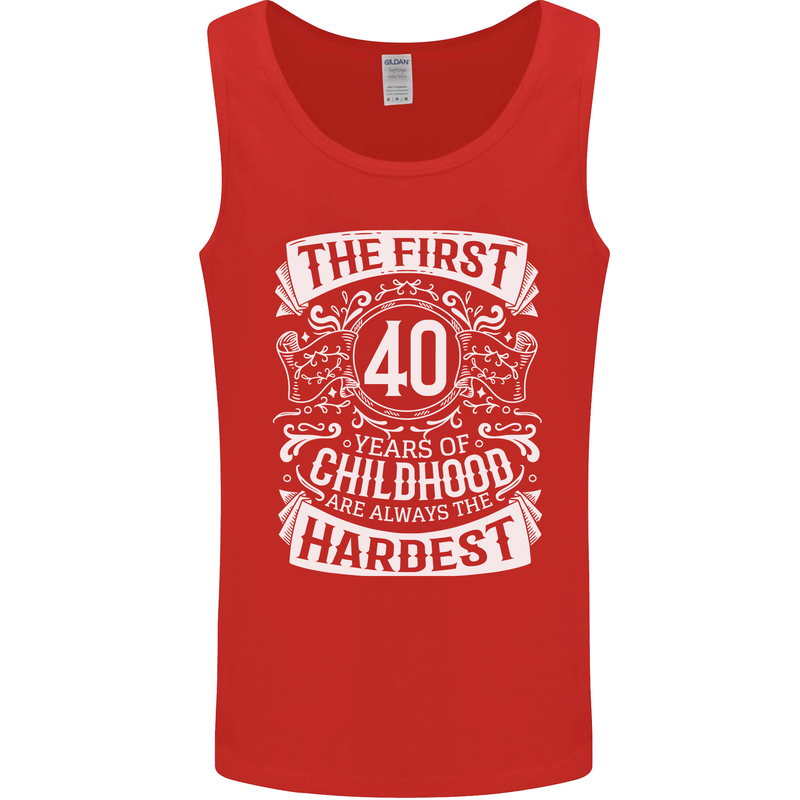 First 40 Years of Childhood Funny 40th Birthday Mens Vest Tank Top Red