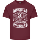 First 50 Years of Childhood Funny 50th Birthday Mens Cotton T-Shirt Tee Top Maroon
