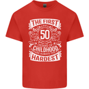 First 50 Years of Childhood Funny 50th Birthday Mens Cotton T-Shirt Tee Top Red