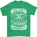 First 50 Years of Childhood Funny 50th Birthday Mens T-Shirt 100% Cotton Irish Green
