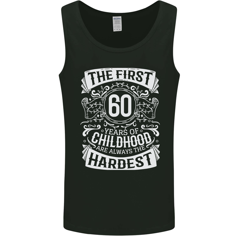 First 60 Years of Childhood Funny 60th Birthday Mens Vest Tank Top Black