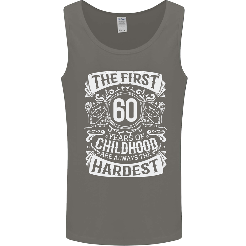 First 60 Years of Childhood Funny 60th Birthday Mens Vest Tank Top Charcoal
