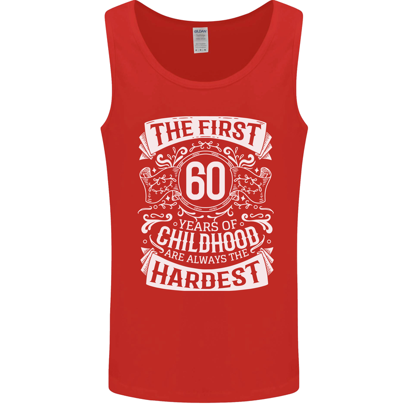 First 60 Years of Childhood Funny 60th Birthday Mens Vest Tank Top Red