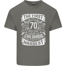 First 70 Years of Childhood Funny 70th Birthday Mens Cotton T-Shirt Tee Top Charcoal