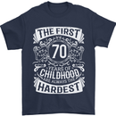 First 70 Years of Childhood Funny 70th Birthday Mens T-Shirt 100% Cotton Navy Blue
