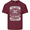 First 80 Years of Childhood Funny 80th Birthday Mens Cotton T-Shirt Tee Top Maroon