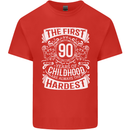 First 90 Years of Childhood Funny 90th Birthday Mens Cotton T-Shirt Tee Top Red