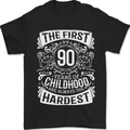 First 90 Years of Childhood Funny 90th Birthday Mens T-Shirt 100% Cotton Black
