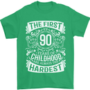 First 90 Years of Childhood Funny 90th Birthday Mens T-Shirt 100% Cotton Irish Green
