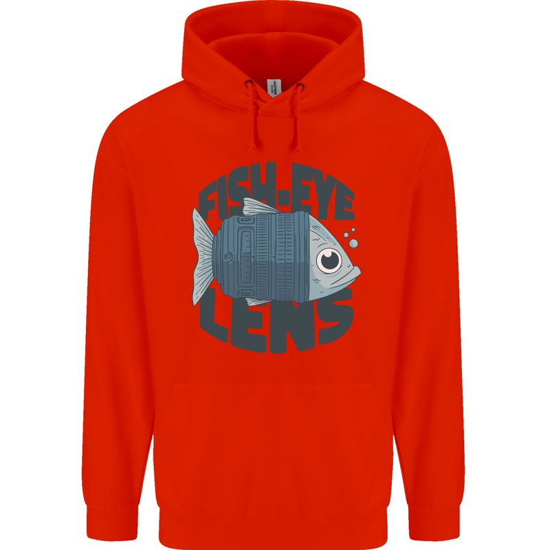 Fisheye Lens Funny Photography Photographer Childrens Kids Hoodie Bright Red