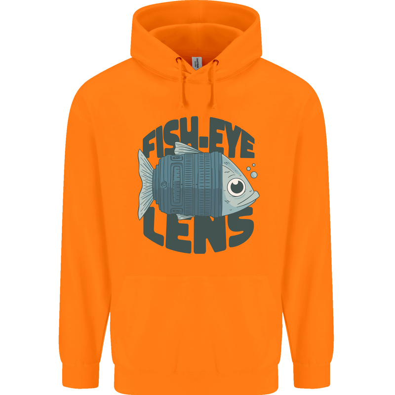 Fisheye Lens Funny Photography Photographer Childrens Kids Hoodie Orange