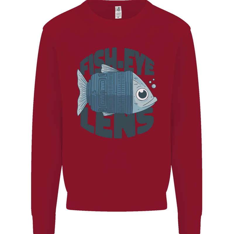 Fisheye Lens Funny Photography Photographer Kids Sweatshirt Jumper Red