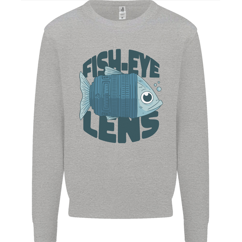 Fisheye Lens Funny Photography Photographer Kids Sweatshirt Jumper Sports Grey
