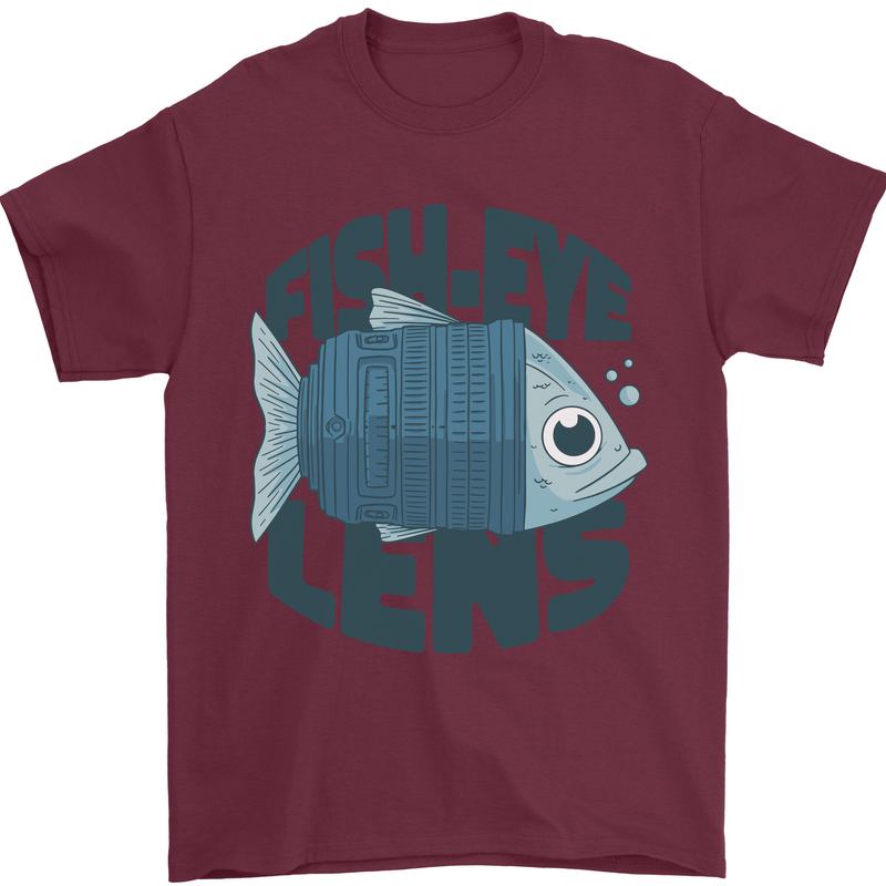Fisheye Lens Funny Photography Photographer Mens T-Shirt 100% Cotton Maroon