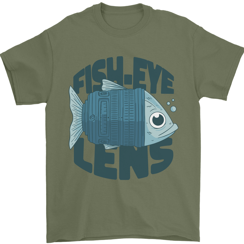 Fisheye Lens Funny Photography Photographer Mens T-Shirt 100% Cotton Military Green