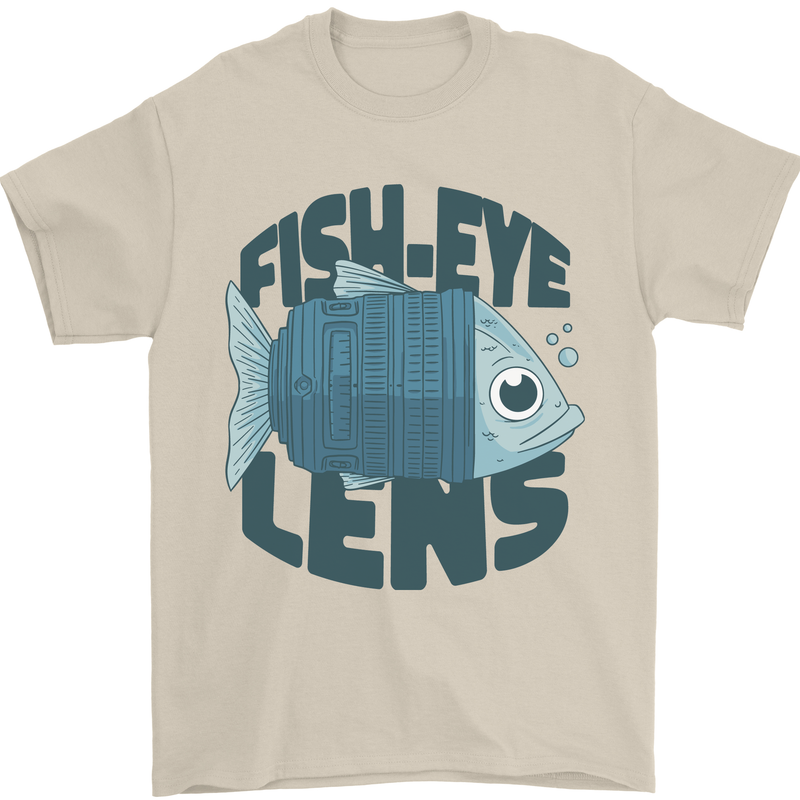 Fisheye Lens Funny Photography Photographer Mens T-Shirt 100% Cotton Sand