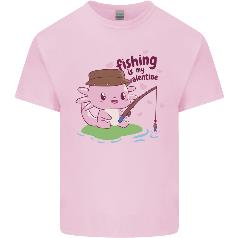 Fishing Axolotl Anti Valentines Day Fisherman Kids T-Shirt Childrens Light Pink