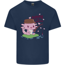 Fishing Axolotl Anti Valentines Day Fisherman Kids T-Shirt Childrens Navy Blue